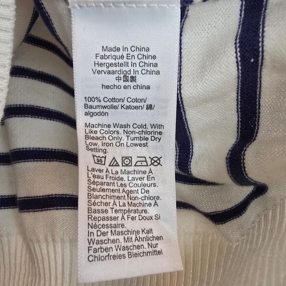 J.CREW Women Puff Sleeve Heart Striped Sweater Medium Ivory Nautical Clean Girl - Picture 7 of 12